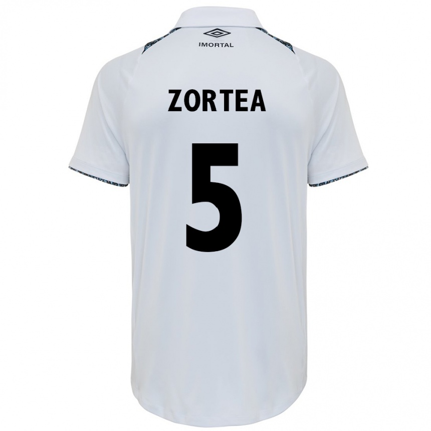 Niño Fútbol Camiseta Bernardo Zortea #5 Blanco Azul 2ª Equipación 2024/25