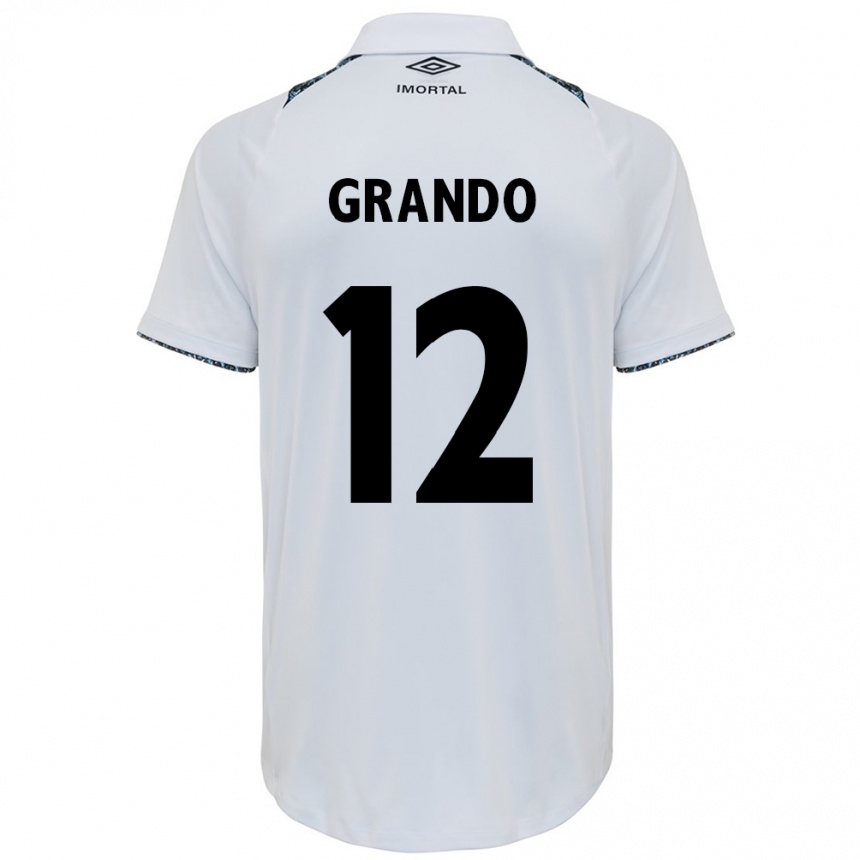 Niño Fútbol Camiseta Gabriel Grando #12 Blanco Azul 2ª Equipación 2024/25