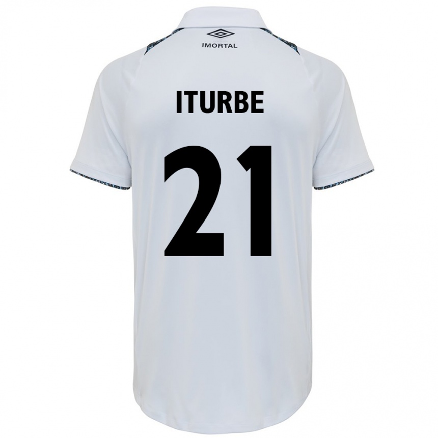 Niño Fútbol Camiseta Juan Iturbe #21 Blanco Azul 2ª Equipación 2024/25