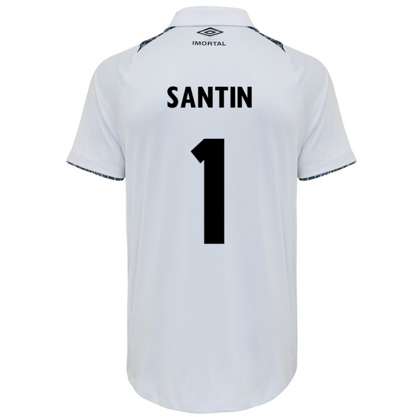 Niño Fútbol Camiseta Duda Santin #1 Blanco Azul 2ª Equipación 2024/25