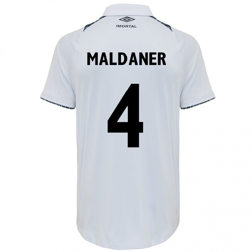 Niño Fútbol Camiseta Pati Maldaner #4 Blanco Azul 2ª Equipación 2024/25