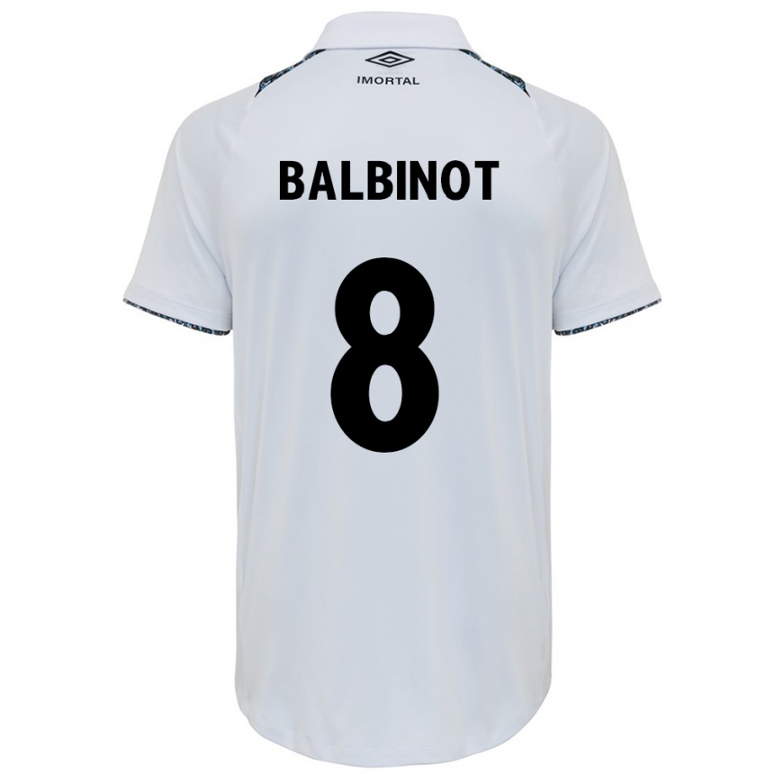 Niño Fútbol Camiseta Manu Balbinot #8 Blanco Azul 2ª Equipación 2024/25