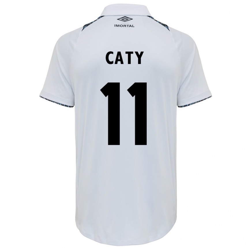 Niño Fútbol Camiseta Caty #11 Blanco Azul 2ª Equipación 2024/25