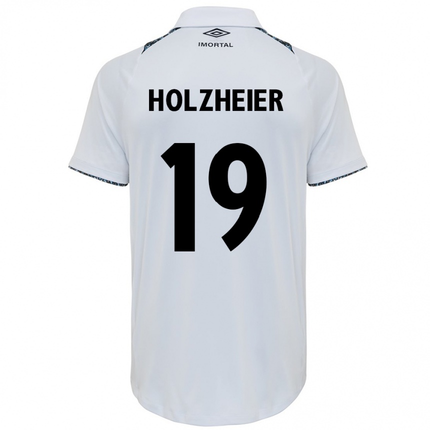 Niño Fútbol Camiseta Agostina Holzheier #19 Blanco Azul 2ª Equipación 2024/25