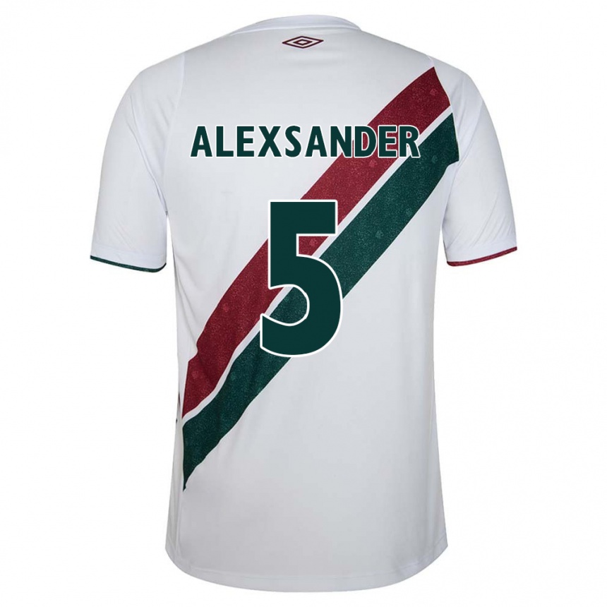 Niño Fútbol Camiseta Alexsander #5 Blanco Verde Granate 2ª Equipación 2024/25