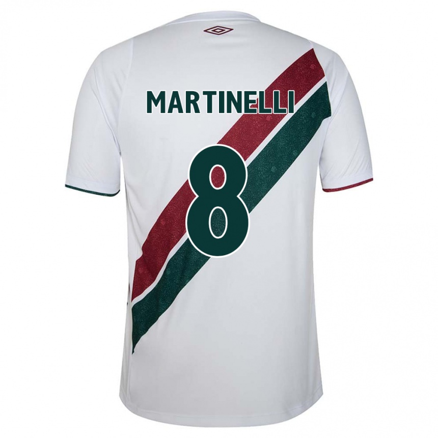 Niño Fútbol Camiseta Martinelli #8 Blanco Verde Granate 2ª Equipación 2024/25