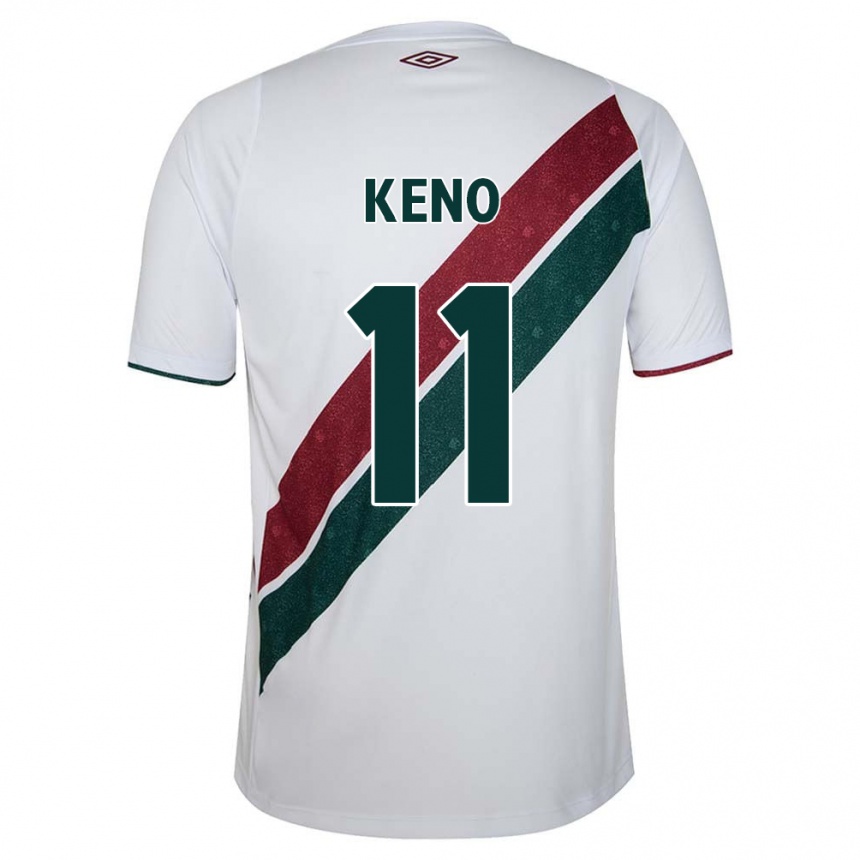 Niño Fútbol Camiseta Keno #11 Blanco Verde Granate 2ª Equipación 2024/25