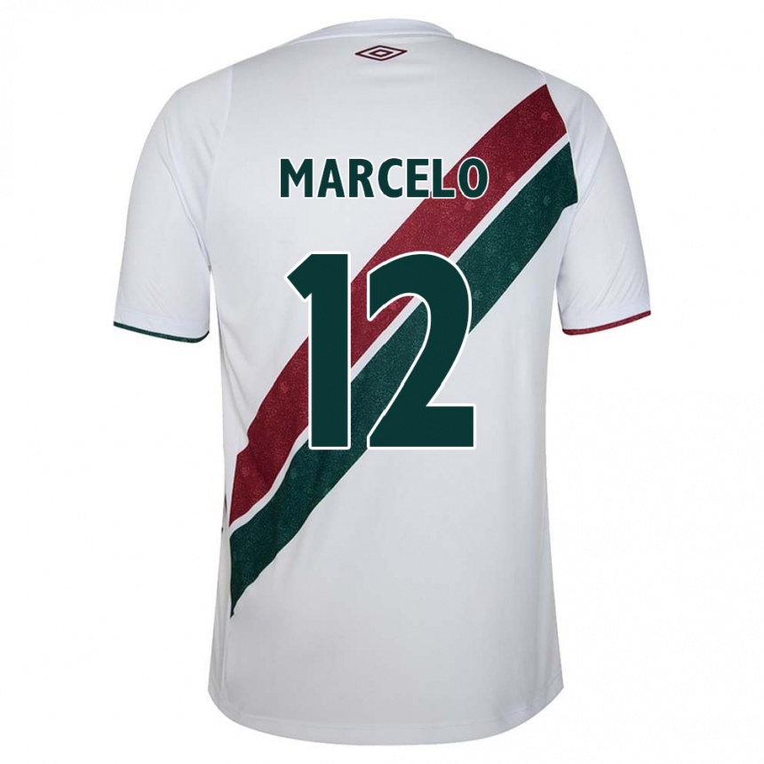 Niño Fútbol Camiseta Marcelo #12 Blanco Verde Granate 2ª Equipación 2024/25