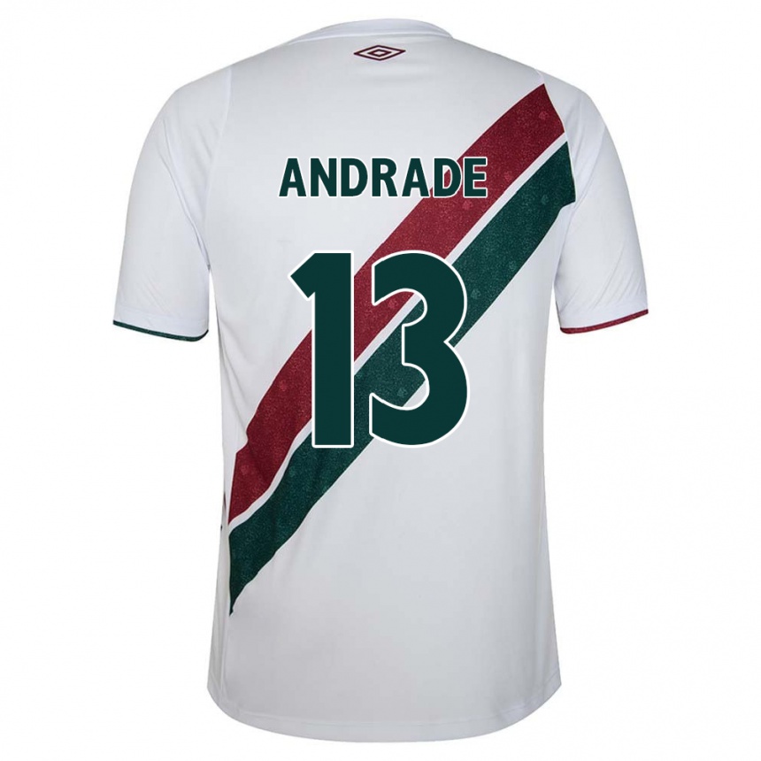 Niño Fútbol Camiseta Felipe Andrade #13 Blanco Verde Granate 2ª Equipación 2024/25