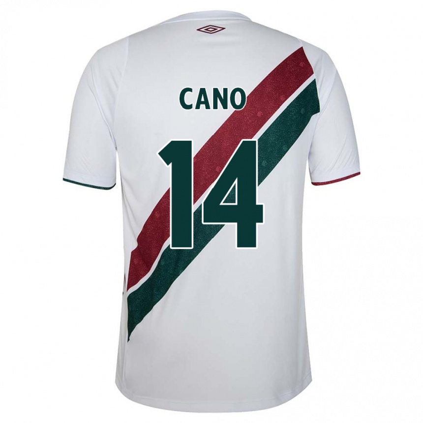 Niño Fútbol Camiseta Germán Cano #14 Blanco Verde Granate 2ª Equipación 2024/25