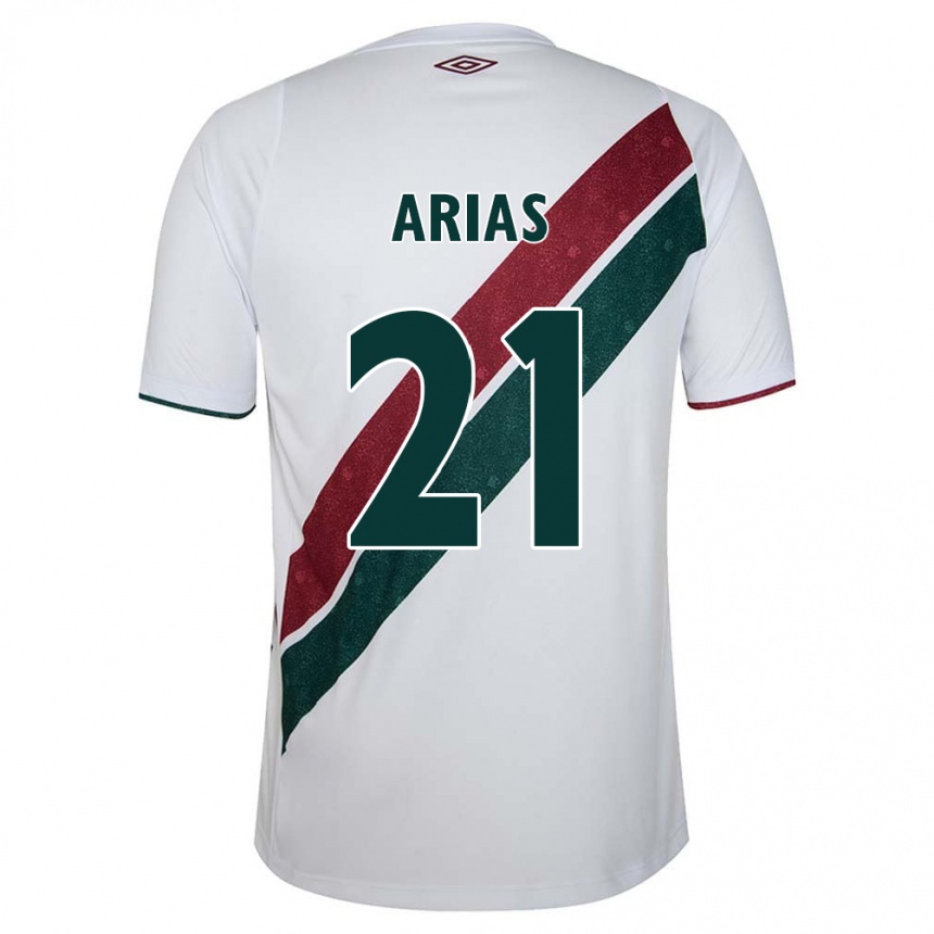 Niño Fútbol Camiseta Jhon Arias #21 Blanco Verde Granate 2ª Equipación 2024/25