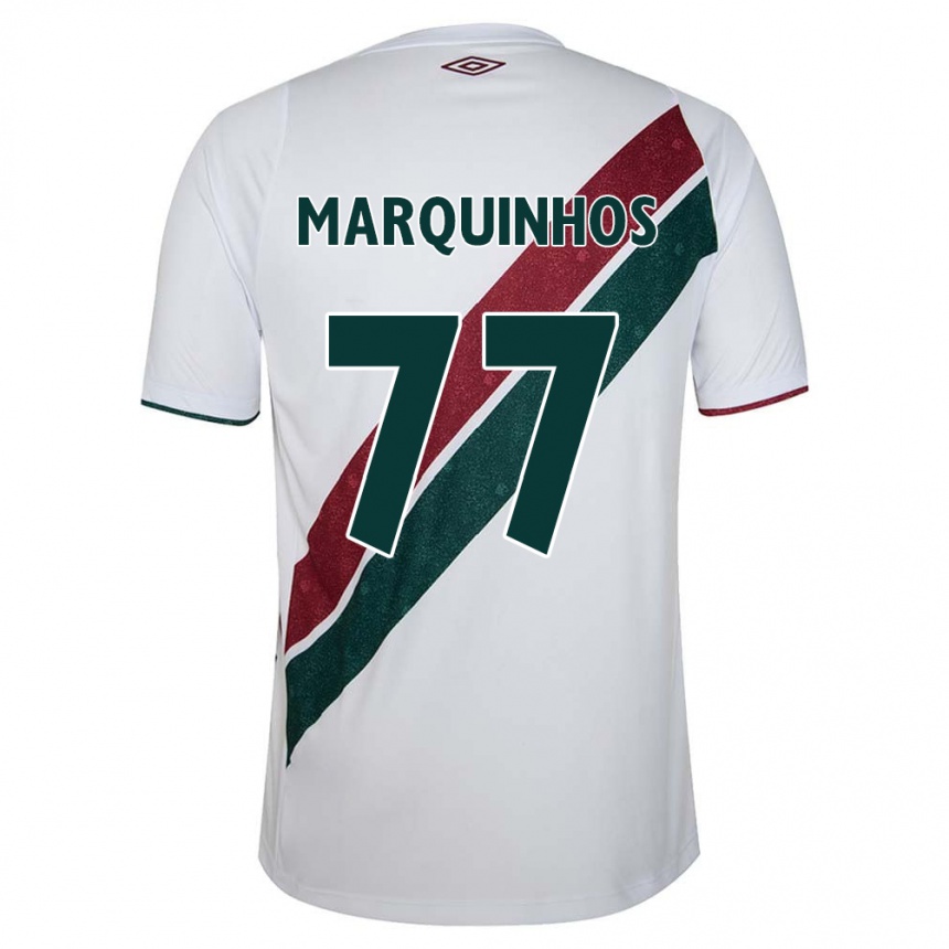 Niño Fútbol Camiseta Marquinhos #77 Blanco Verde Granate 2ª Equipación 2024/25