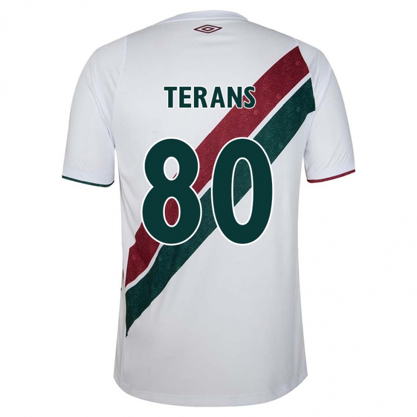 Niño Fútbol Camiseta David Terans #80 Blanco Verde Granate 2ª Equipación 2024/25