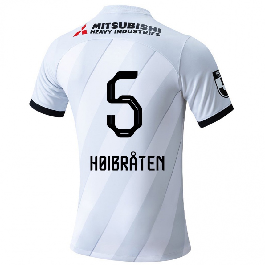 Niño Fútbol Camiseta Marius Høibråten #5 Gris Blanco 2ª Equipación 2024/25