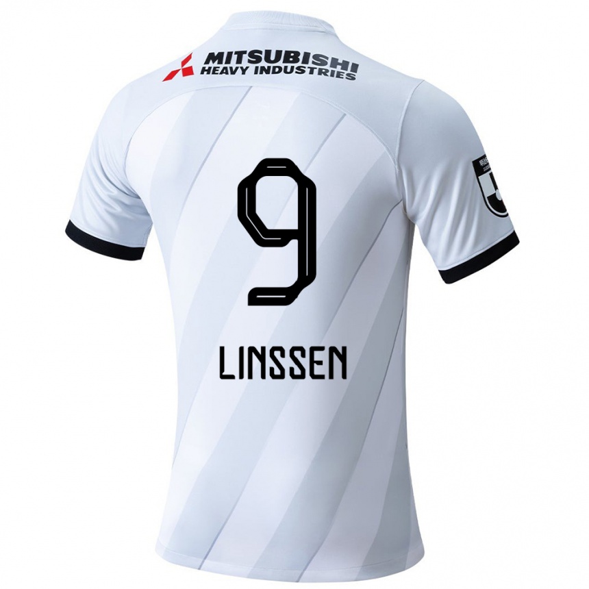 Niño Fútbol Camiseta Bryan Linssen #9 Gris Blanco 2ª Equipación 2024/25