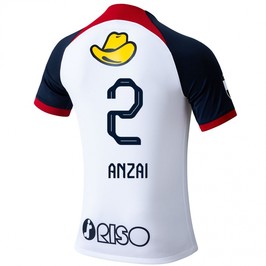 Niño Fútbol Camiseta Koki Anzai #2 Blanco Azul Rojo 2ª Equipación 2024/25