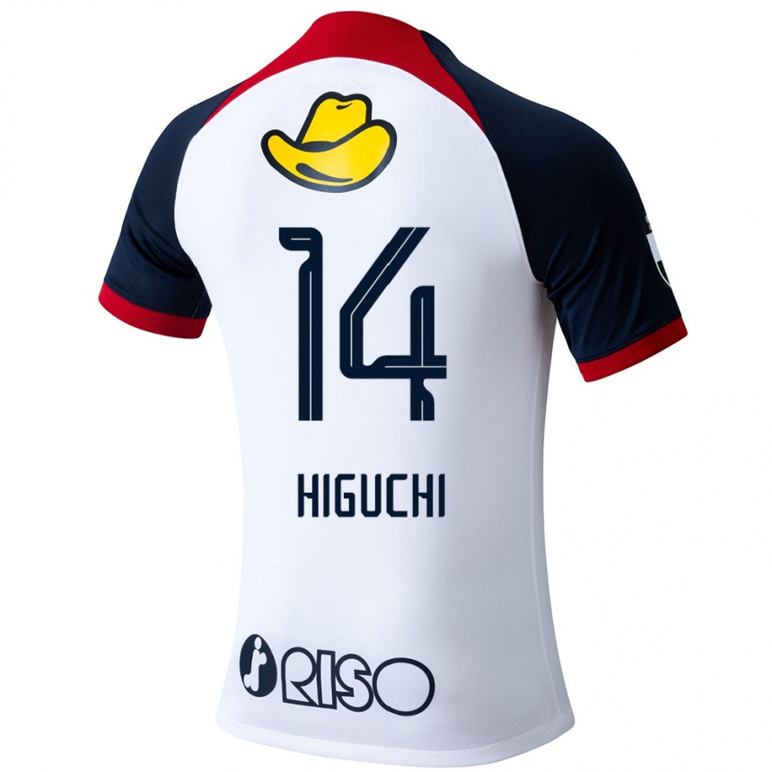 Niño Fútbol Camiseta Yuta Higuchi #14 Blanco Azul Rojo 2ª Equipación 2024/25