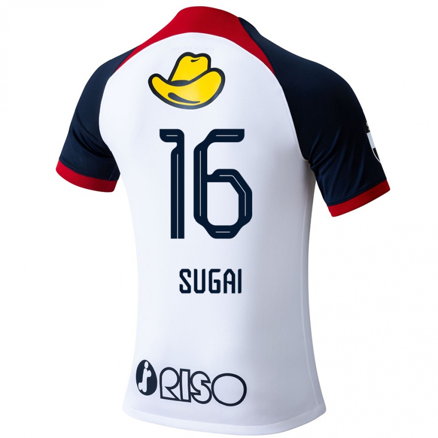 Niño Fútbol Camiseta Hidehiro Sugai #16 Blanco Azul Rojo 2ª Equipación 2024/25