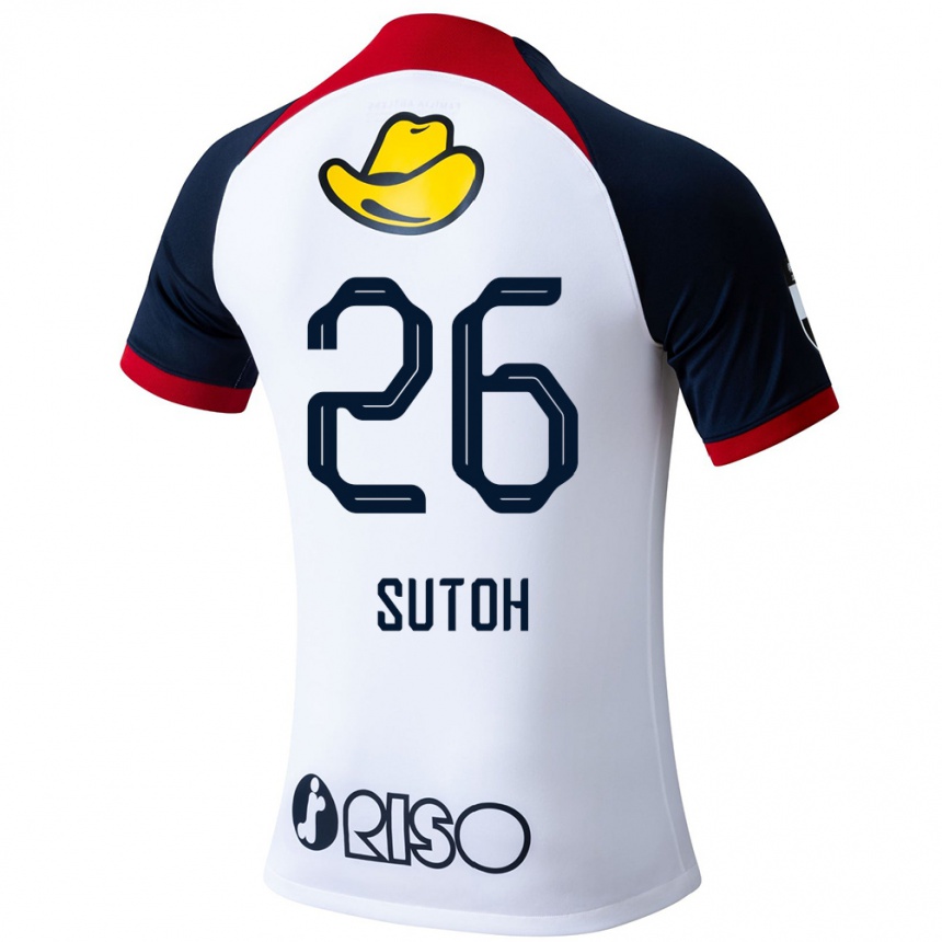 Niño Fútbol Camiseta Naoki Suto #26 Blanco Azul Rojo 2ª Equipación 2024/25