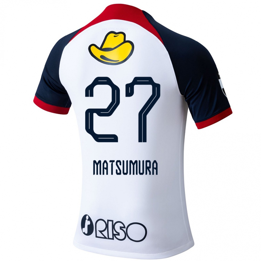 Niño Fútbol Camiseta Yuta Matsumura #27 Blanco Azul Rojo 2ª Equipación 2024/25