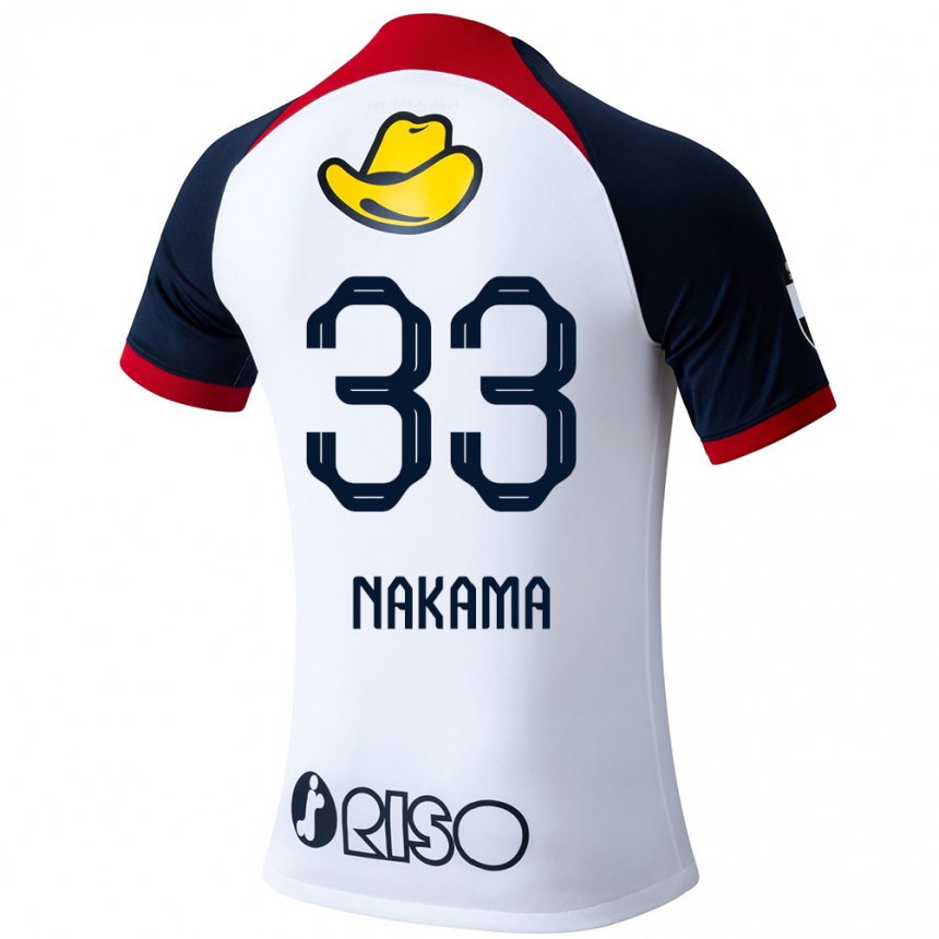 Niño Fútbol Camiseta Hayato Nakama #33 Blanco Azul Rojo 2ª Equipación 2024/25