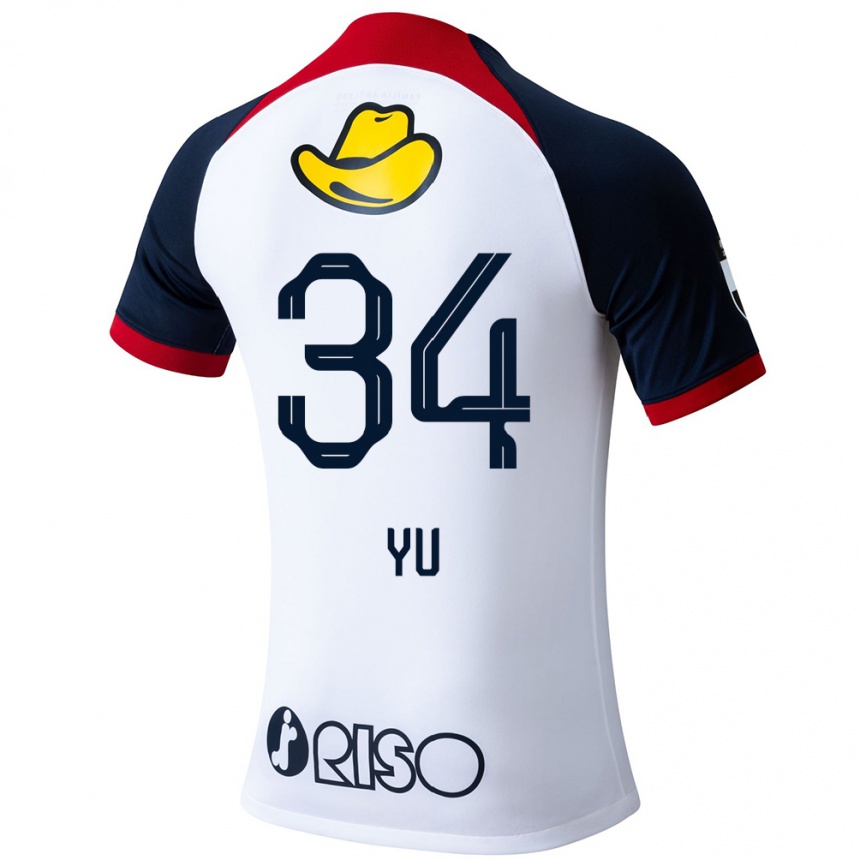 Niño Fútbol Camiseta Yu Funabashi #34 Blanco Azul Rojo 2ª Equipación 2024/25