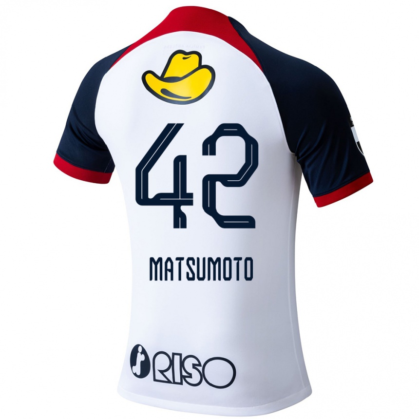 Niño Fútbol Camiseta Haruto Matsumoto #42 Blanco Azul Rojo 2ª Equipación 2024/25