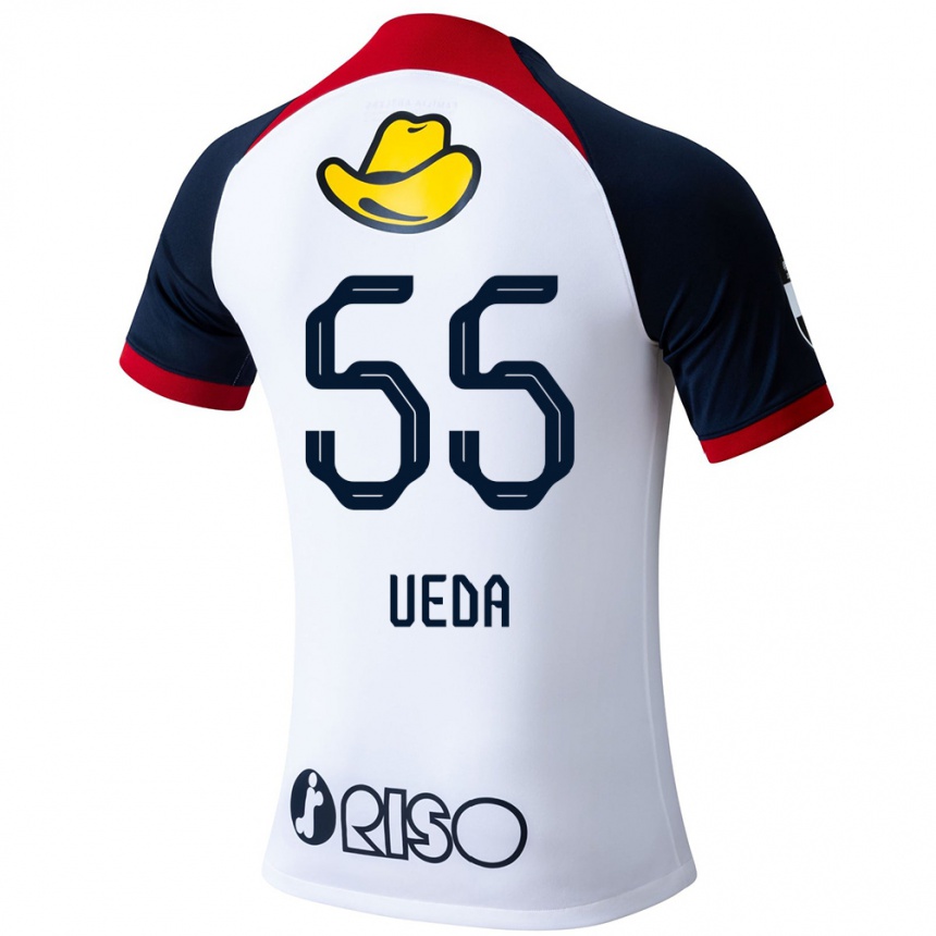 Niño Fútbol Camiseta Naomichi Ueda #55 Blanco Azul Rojo 2ª Equipación 2024/25