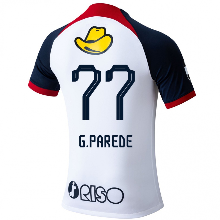 Niño Fútbol Camiseta Guilherme Parede #77 Blanco Azul Rojo 2ª Equipación 2024/25