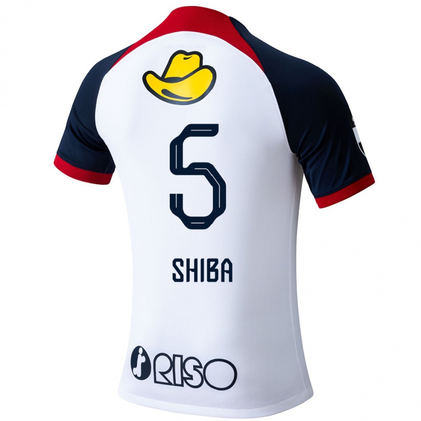 Niño Fútbol Camiseta Rikuto Shiba #5 Blanco Azul Rojo 2ª Equipación 2024/25