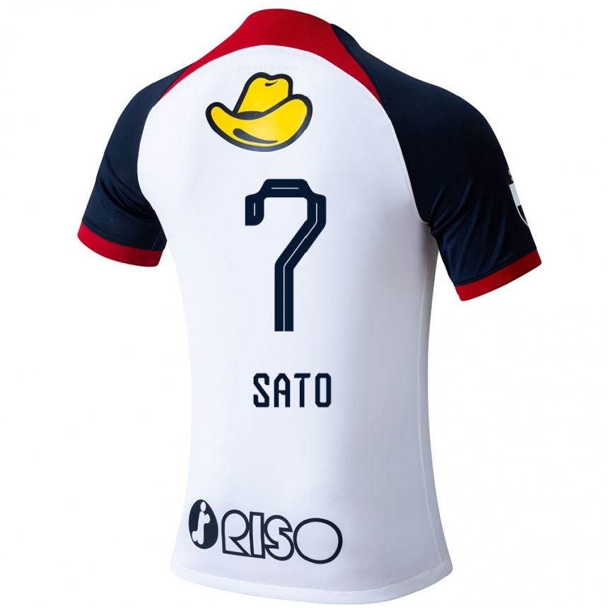 Niño Fútbol Camiseta Mihiro Sato #7 Blanco Azul Rojo 2ª Equipación 2024/25