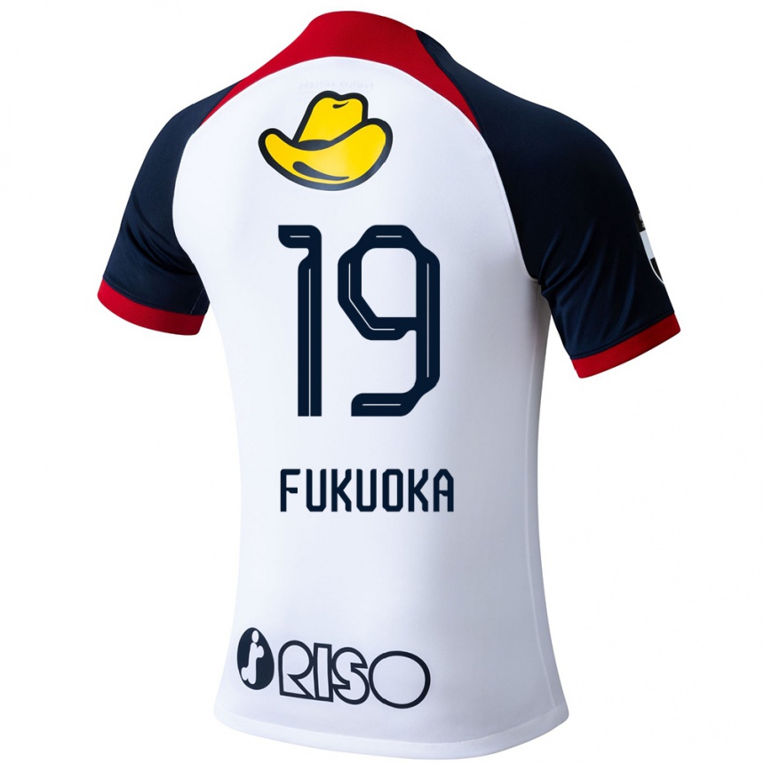 Niño Fútbol Camiseta Yuwa Fukuoka #19 Blanco Azul Rojo 2ª Equipación 2024/25