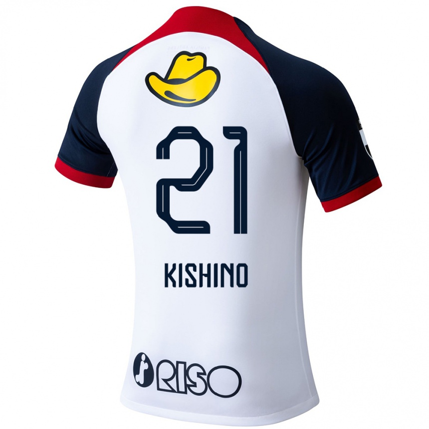 Niño Fútbol Camiseta Eita Kishino #21 Blanco Azul Rojo 2ª Equipación 2024/25