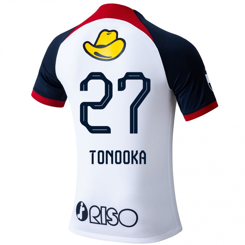 Niño Fútbol Camiseta Ryota Tonooka #27 Blanco Azul Rojo 2ª Equipación 2024/25