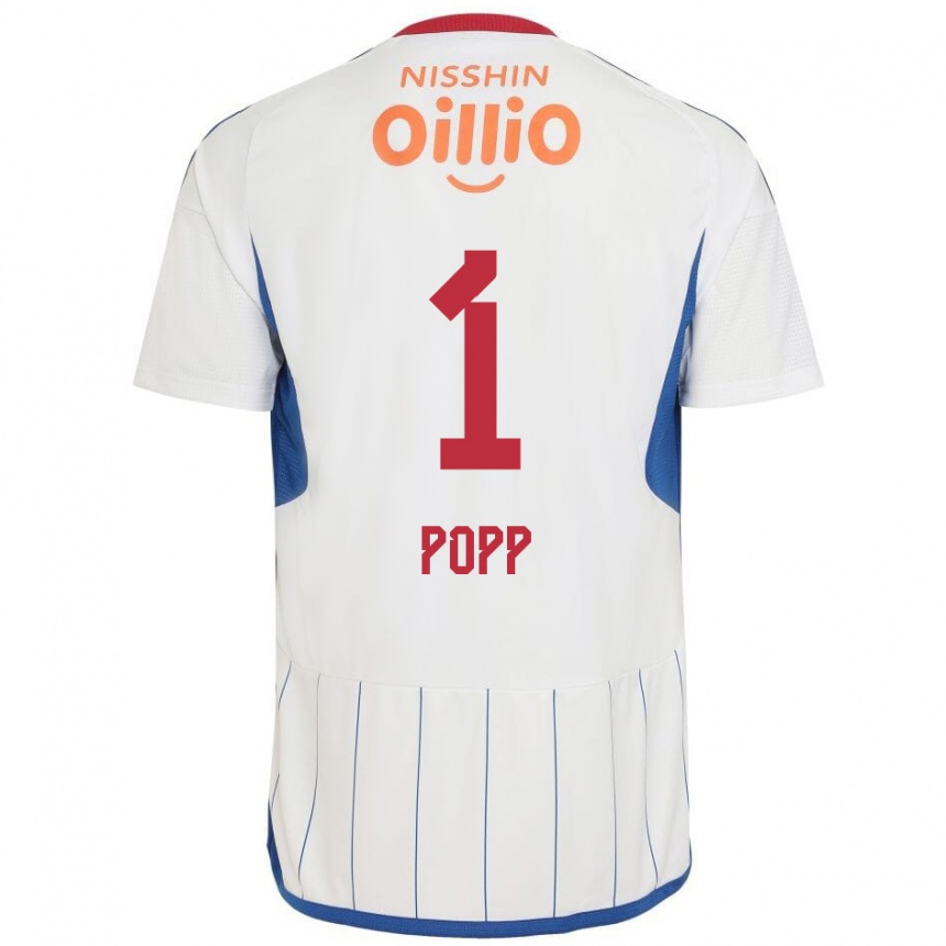 Niño Fútbol Camiseta William Popp #1 Blanco Azul Rojo 2ª Equipación 2024/25