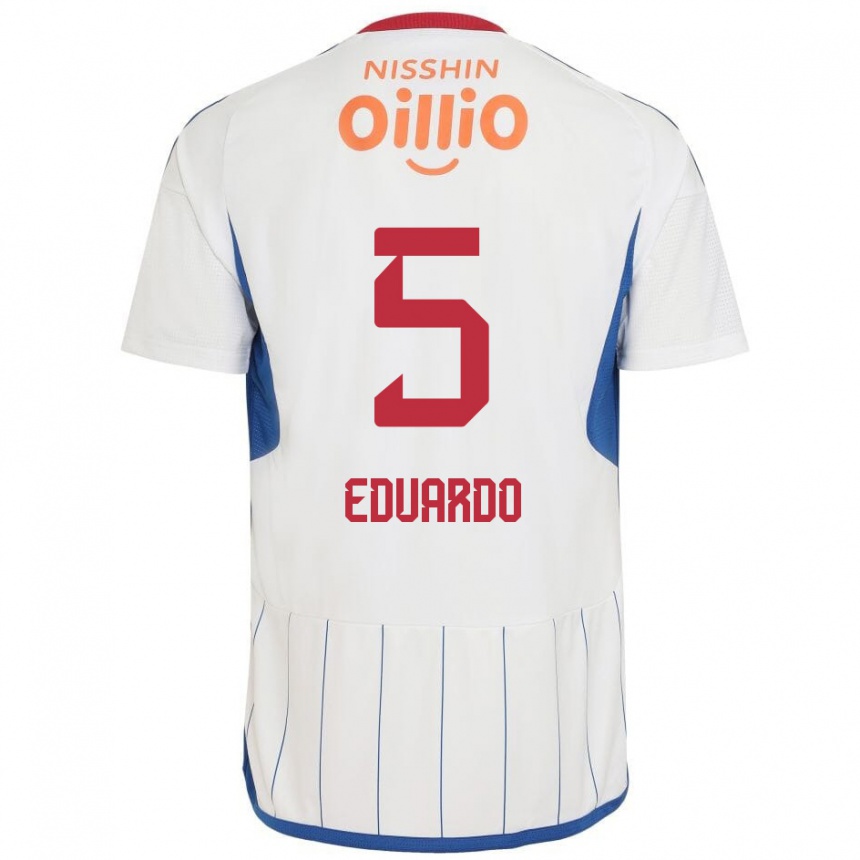 Niño Fútbol Camiseta Eduardo #5 Blanco Azul Rojo 2ª Equipación 2024/25