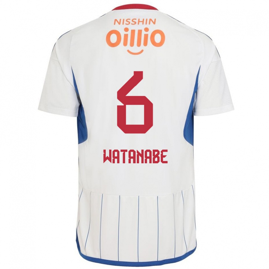 Niño Fútbol Camiseta Kota Watanabe #6 Blanco Azul Rojo 2ª Equipación 2024/25