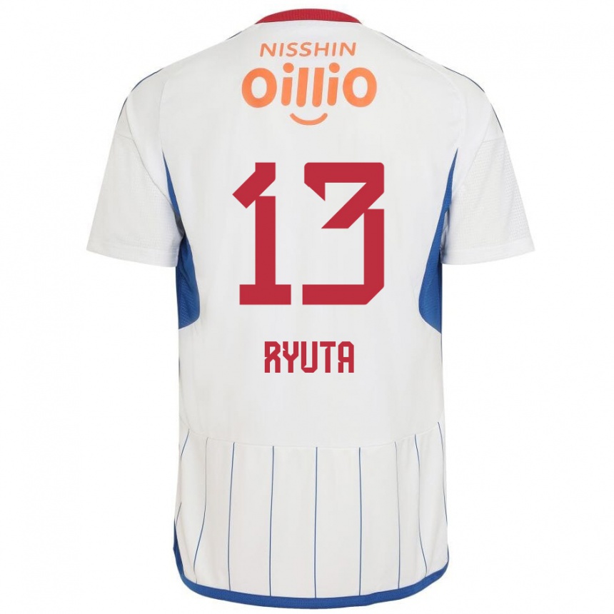 Niño Fútbol Camiseta Ryuta Koike #13 Blanco Azul Rojo 2ª Equipación 2024/25