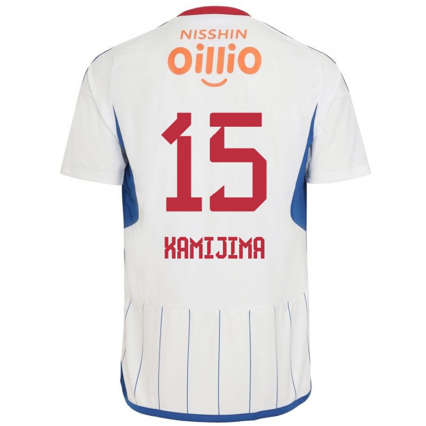 Niño Fútbol Camiseta Takumi Kamijima #15 Blanco Azul Rojo 2ª Equipación 2024/25