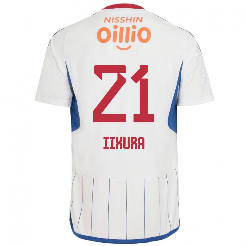 Niño Fútbol Camiseta Hiroki Iikura #21 Blanco Azul Rojo 2ª Equipación 2024/25