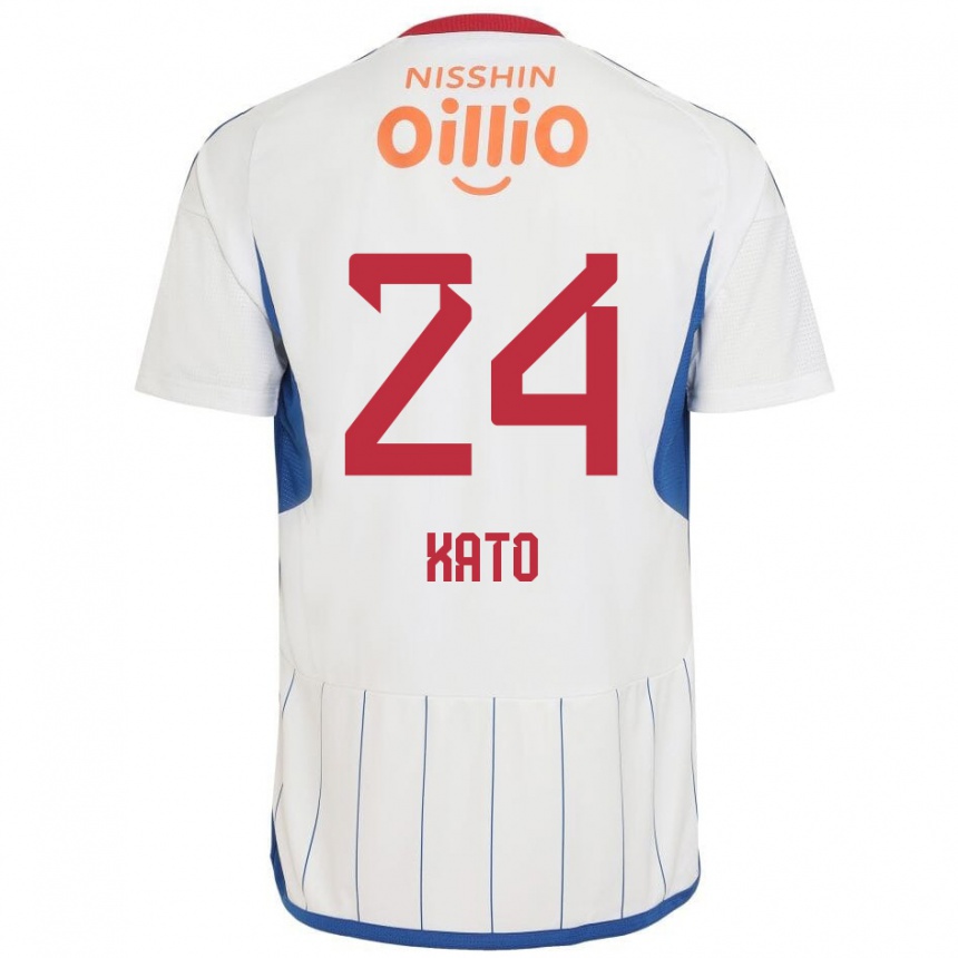 Niño Fútbol Camiseta Hijiri Kato #24 Blanco Azul Rojo 2ª Equipación 2024/25