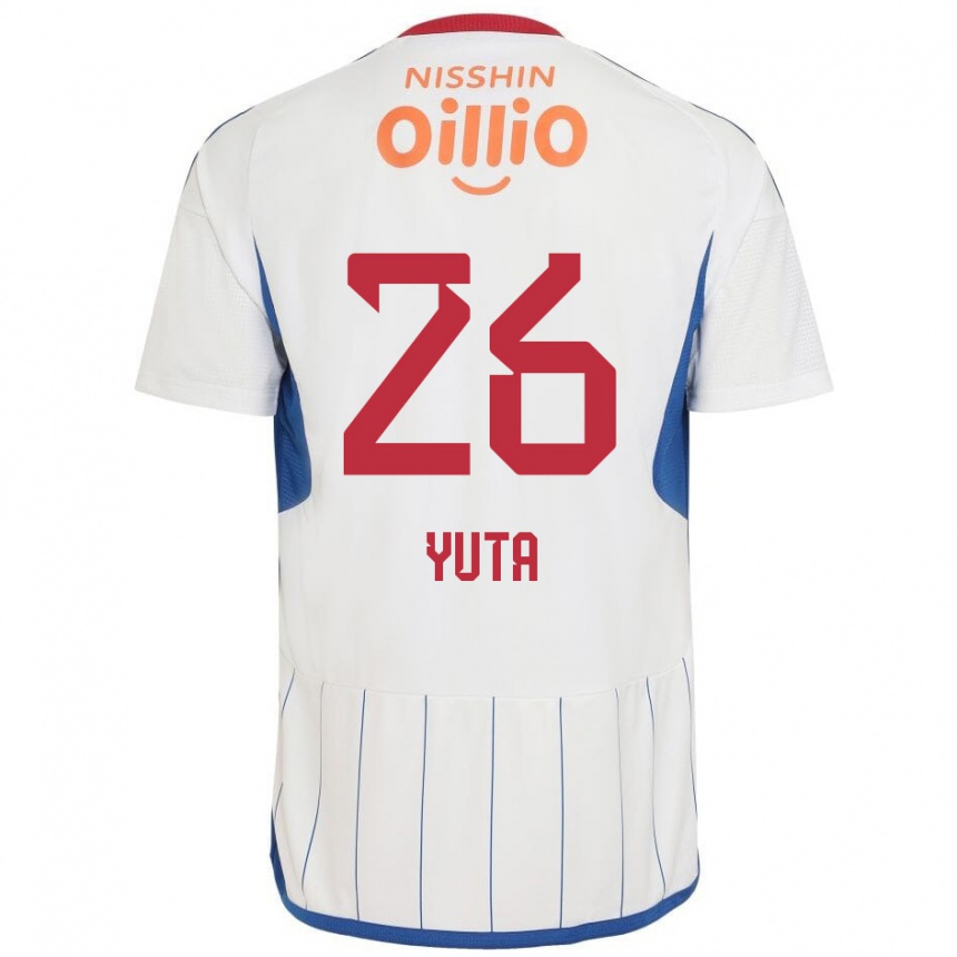 Niño Fútbol Camiseta Yuta Koike #26 Blanco Azul Rojo 2ª Equipación 2024/25