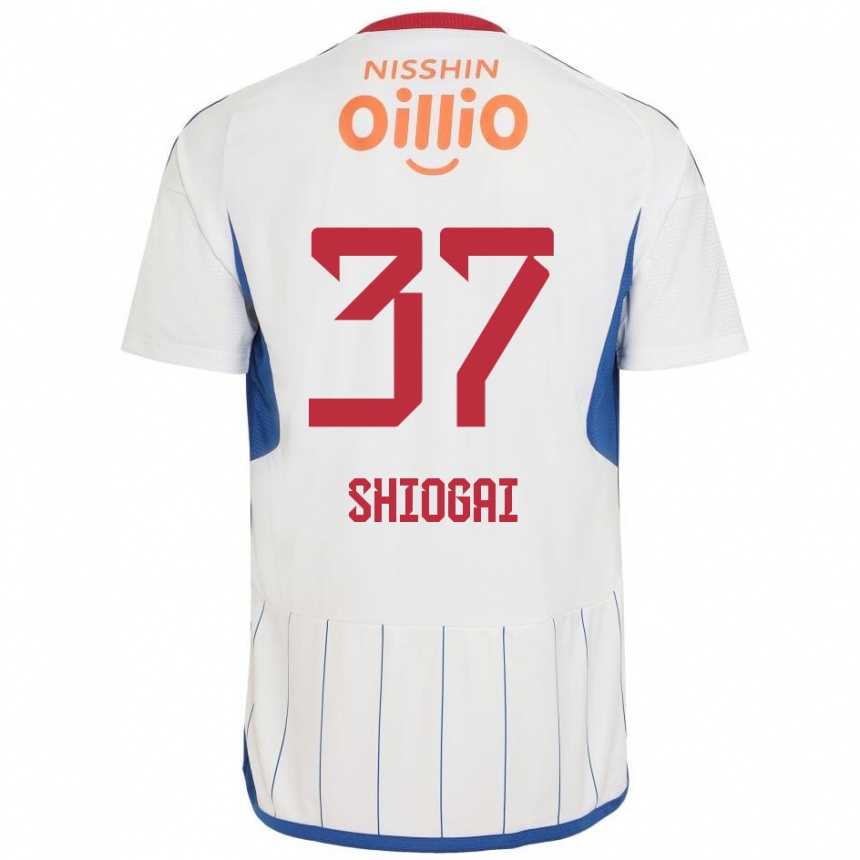 Niño Fútbol Camiseta Kento Shiogai #37 Blanco Azul Rojo 2ª Equipación 2024/25