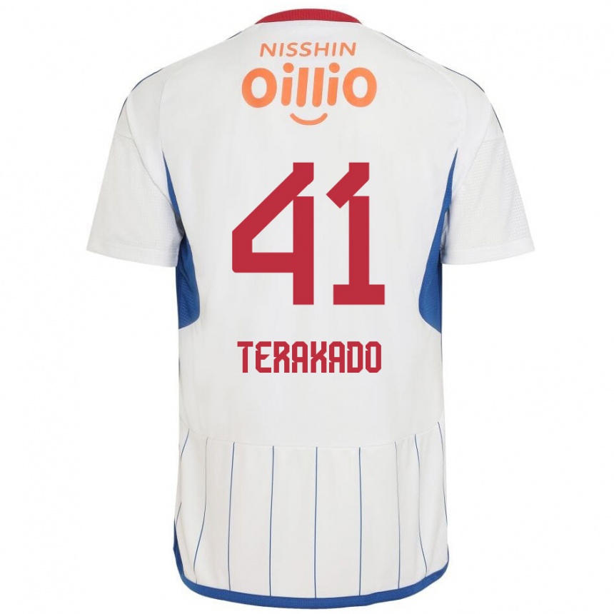 Niño Fútbol Camiseta Riku Terakado #41 Blanco Azul Rojo 2ª Equipación 2024/25