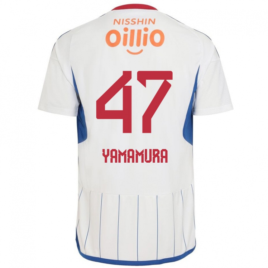 Niño Fútbol Camiseta Kazuya Yamamura #47 Blanco Azul Rojo 2ª Equipación 2024/25