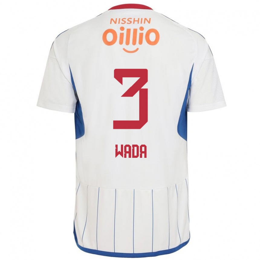 Niño Fútbol Camiseta Yusei Wada #3 Blanco Azul Rojo 2ª Equipación 2024/25