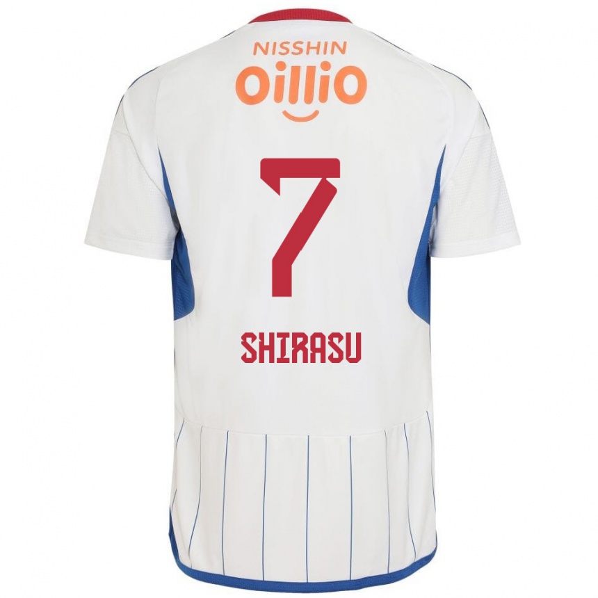 Niño Fútbol Camiseta Kento Shirasu #7 Blanco Azul Rojo 2ª Equipación 2024/25