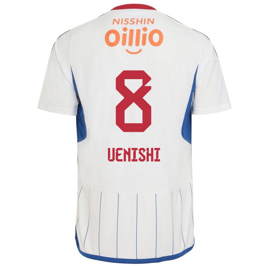 Niño Fútbol Camiseta Haruki Uenishi #8 Blanco Azul Rojo 2ª Equipación 2024/25