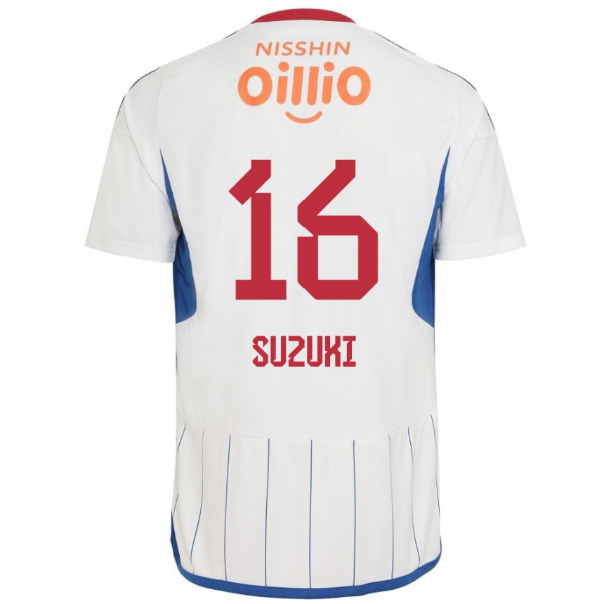 Niño Fútbol Camiseta Kai Suzuki #16 Blanco Azul Rojo 2ª Equipación 2024/25