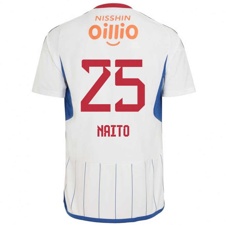 Niño Fútbol Camiseta Kiyomu Naito #25 Blanco Azul Rojo 2ª Equipación 2024/25